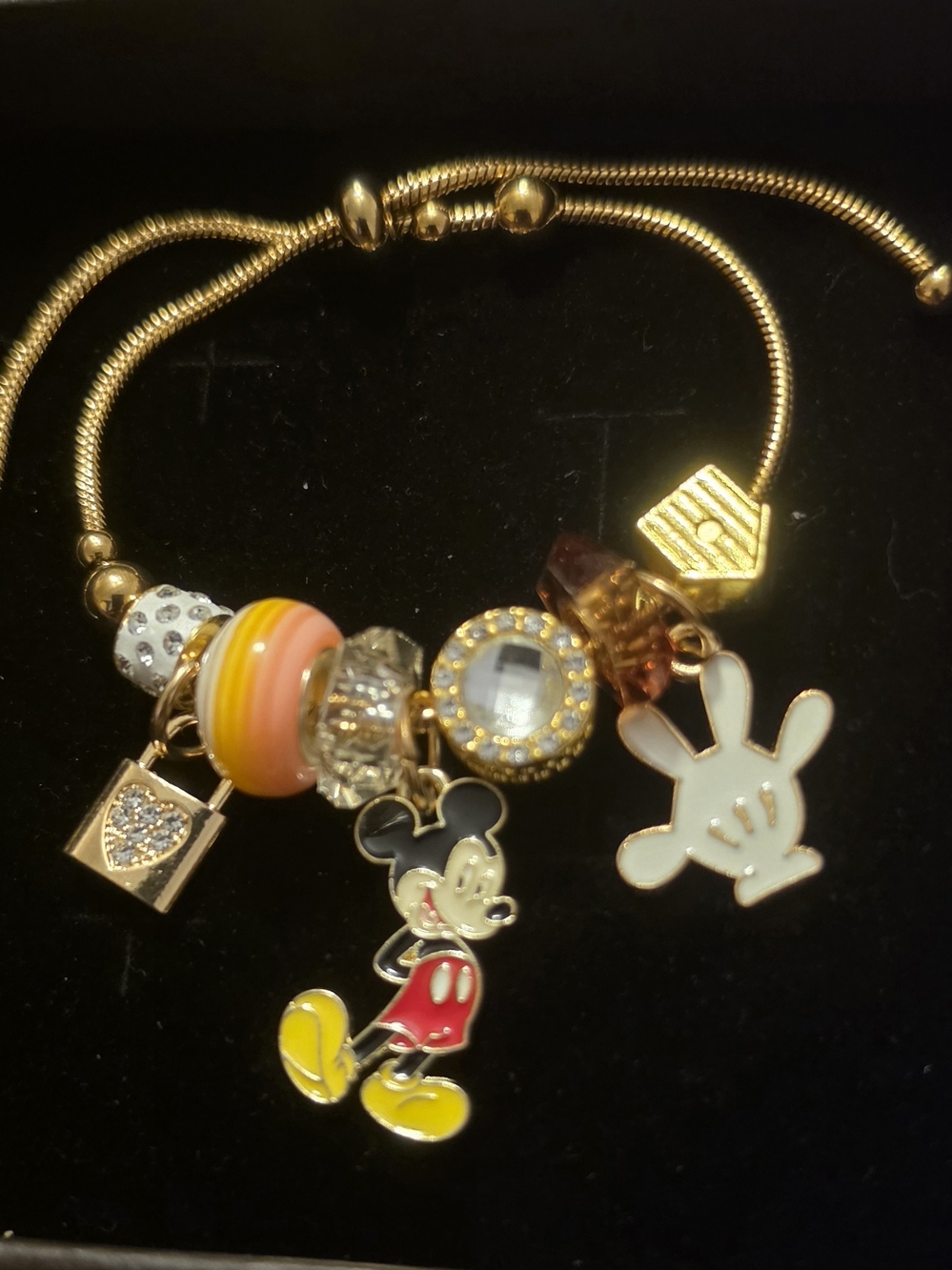 Kids Gold-Tone Mickey Mouse Charm Bracelet - Multicolor